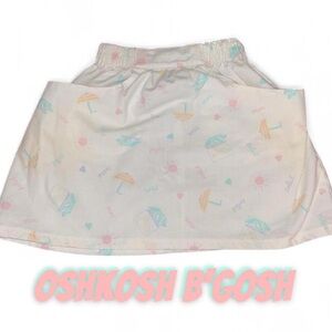 Vintage Retro OshKosh B'gosh Kids White Skirt with Pastel Umbrella Print